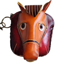 Horse Leather Wristlet Wallet Change Coin Purse Zip Closure Charm Wester... - £13.32 GBP