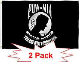TWO PACK POW-MIA Black Flag You are Not Forgotten Prisoner of War 3x5ft - £22.01 GBP