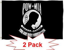 TWO PACK POW-MIA Black Flag You are Not Forgotten Prisoner of War 3x5ft - £21.02 GBP