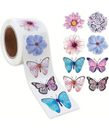 Pack of 500 Assorted Butterfly Flower Stickers Roll Butterfly Stickers G... - $18.17 CAD