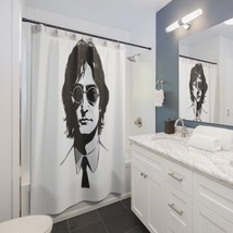 John Lennon Shower Curtain, Black and White Portrait, Polyester Fabric, Bathroom - £49.12 GBP