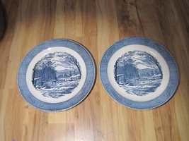 2 CHARGER Plates Royal China Currier &amp; Ives 12 1/4”  &quot;Winter in the Country&quot; - £31.15 GBP