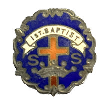 Vintage 1st Baptist SS Pin Cross And Crown Sunday School Pin/Button - Read Desc - £5.36 GBP