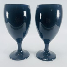2 Libbey Black Amethyst Wine Water Glasses Elegant Lux Gothic VTG MCM Cobalt - £17.14 GBP