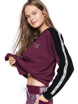 VICTORIAS SECRET PINK NEW VARSITY CREW  BLACK ORCHID SZ XS LOVE PINK SOL... - £35.35 GBP