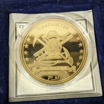 Firefighter Flag Gold Plated Coin American Mint COA Loyal Duty Heroes - $79.25