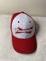 Budweiser Beer Baseball Cap Hat Red White Embroidered Anheuser Busch Adjustable - £6.13 GBP