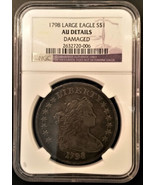 Rare 1798 Draped Bust Herald Eagle Silver Dollar NGC AU Details AM032 - £4,049.56 GBP