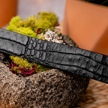 Riccardo Genuine Exotic Caiman Fuscus-belly Belt Black image 3