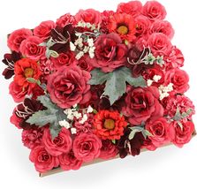 Artificial Flowers, Fake DIY Flowers Silk Flower Leaf with Stems, Vintage Red - £13.31 GBP