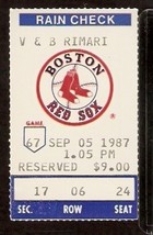 Cleveland Indians Boston Red Sox 1987 Ticket Joe Carter 2 Hr Wade Boggs 2 Hits H - £2.34 GBP