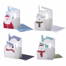 moin moin Christmas Merry Tree Santa | Folding 3D | Red, White, White | ... - $7.68