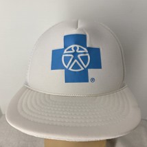 Vintage White Blue Cross Healthcare Health Insurance Trucker Snapback Me... - $14.84