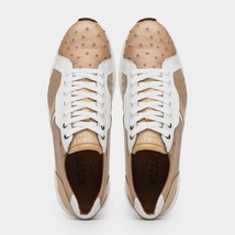 Lyon II Genuine Ostrich and Calfskin Fashion Sneaker Orix / White image 4