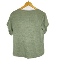 Weatherproof Women&#39;s Medium V Neck Button &amp; Tie Front S/S Blouse Shirt Green NEW - £17.97 GBP