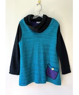 Margaret Winters Size M Knit Sweater Cowl Neck Art Colorful Pockets Long... - $622.21 MXN