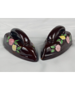 Vintage Red Pottery Clothes Iron Salt &amp; Pepper Shakers Brown Pink Yellow... - £11.76 GBP