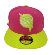 Florida Marlins New Era Retro Logo Pink Yellow 59Fifty Fitted Size 7 1/2 Hat Cap - £21.76 GBP