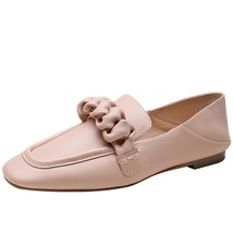 Loafers Shoes Woman Natural Genuine Leather Flats Square Toe Flat Shoes Shallow  - £71.42 GBP