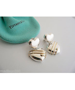 Tiffany &amp; Co Silver 18K Gold Heart Earrings Arrow Dangling Pierced Love ... - £517.33 GBP