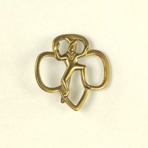 ✅ Vintage Girl Scout Brownie Sprite Brooch Membership Pin Gold Tone - £3.86 GBP