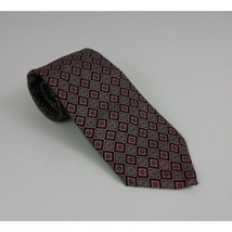Vintage Envoy Black Tie With Red &amp; Silver/Gray Diamond Designs - £13.13 GBP