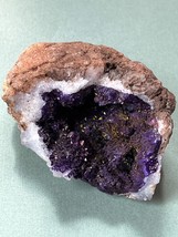 Dark Purple Crystal &amp; White Geode Mineral Specimen – 1.75 inches high x 2.75 x 2 - £9.05 GBP