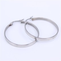 MGUB silver color 40mm 50mm 60mm flat 2.5mm width 316L stainless steel earrings  - £7.34 GBP