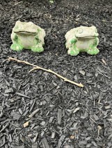 2 Vtg Weathered Frogs Garden Decor 6x6” Bumpy Back Yard Ornaments - £77.76 GBP