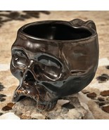 Vintage Skull Skeleton Mug Williams-Sonoma Brown Glazed Pottery Hallowee... - $19.20 CAD