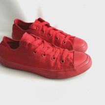 Converse All Star Chuck Taylor Youth Kid Size 3 Red Print Canvas Low Top Shoes - £20.88 GBP