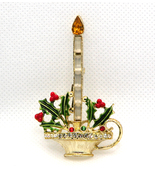 1960&#39;s Christmas Candlestick Brooch, Rhinestones-Red,Green,White,Clear,R... - £14.08 GBP