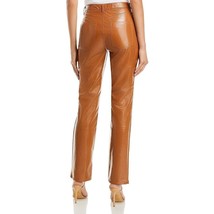 AFRM Women&#39;s Heston Vegan Leather High Rise Straight Leg Pants Brown B4H... - $19.95