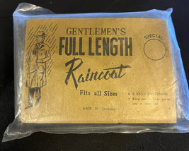 Vintage Pocket Raincoat Gentlemen&#39;s Full Length OSFA  3 Snapping New Old... - £8.89 GBP
