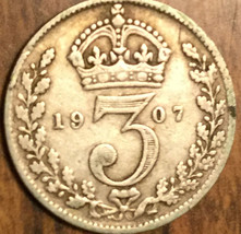1907 Uk Gb Great Britain Silver Threepence Coin - £3.83 GBP