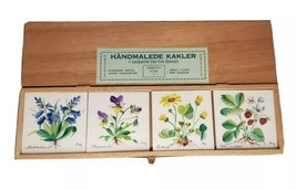 Handmade Kakler Handpainted Floral Tiles Denmark OP Souvenirs Danmark Fl... - £23.69 GBP