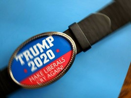 Trump Epoxy Belt Buckle - Make Liberals Cry Again !&amp; Black Bonded Leather Belt - £19.35 GBP