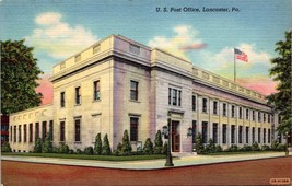 Lancaster, Pennsylvania, PA, U.S. Post Office  flag Linen Vintage Postcard a2 - £16.83 GBP