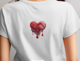 Dripping Heart Design T-Shirt – Unique Red Heart Art on White Tee - $18.80+