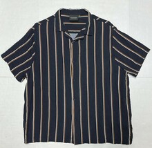 7 Diamonds Men’s Short Sleeve Button Up Dress Shirt Sz L Navy Striped Ca... - $22.90