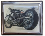 Cigarette Case Motorcycle Colored Cover Latched Metal - $5.87