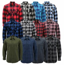 Men’s Premium Cotton Button Up Long Sleeve Plaid Comfortable Flannel Shirt - £30.77 GBP