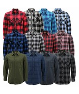 Men’s Premium Cotton Button Up Long Sleeve Plaid Comfortable Flannel Shirt - £31.14 GBP