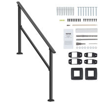 VEVOR Square Tube Handrail, 4-5 Step Handrail Kit, Outdoor Staircase, Black - $62.99