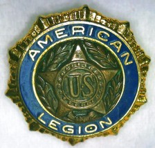 Vintage Gold Tone Enamel American Legion Pin Button Pat De 54296 Screw Back - £9.33 GBP