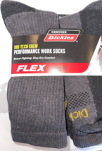 Dickies Flex DRI-TECH Crew Performance Work Sweat Fighting Socks 3 Pr 6-12 Gray - £10.66 GBP