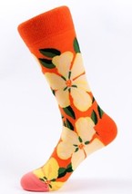 Orange Top Floral Socks Novelty Unisex 6-12 Crazy Fun SF29 - £6.14 GBP