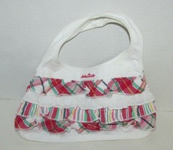 Nautica kids ruffled Fabric hand bag small purse white red plaid girls - £7.73 GBP