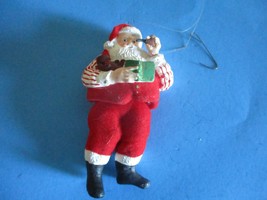 SANTA XMAS TREE ORNAMENT CERAMIC &amp; FELT MOVABLE LOWER BODY 5&quot; W/PIPE, BO... - $162.48 MXN