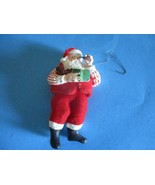 SANTA XMAS TREE ORNAMENT CERAMIC &amp; FELT MOVABLE LOWER BODY 5&quot; W/PIPE, BO... - $164.82 MXN